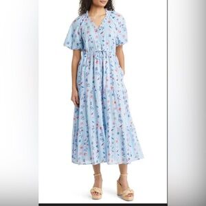 Banjanan Poppy Midi Dress Floral Misty Floral
Puff Sleeve Button XS Excellent